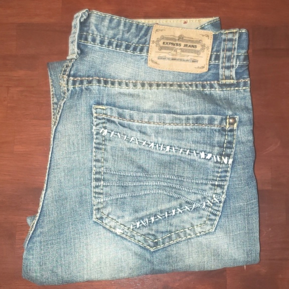 Express Designer Jeans Slim Fit Low Rise Boot Cut 34 x 30